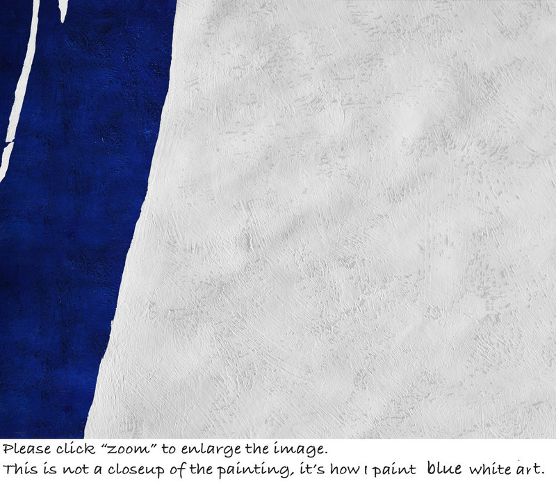 800x703 Blue And White Abstract Painting On Canvas, Large Abstract Art - Blue And White Painting