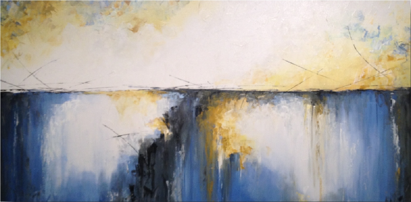 1381x679 Large Artwork 24 X 48 Inches Painting By Artist Jmjartstudio - Blue And Yellow Painting