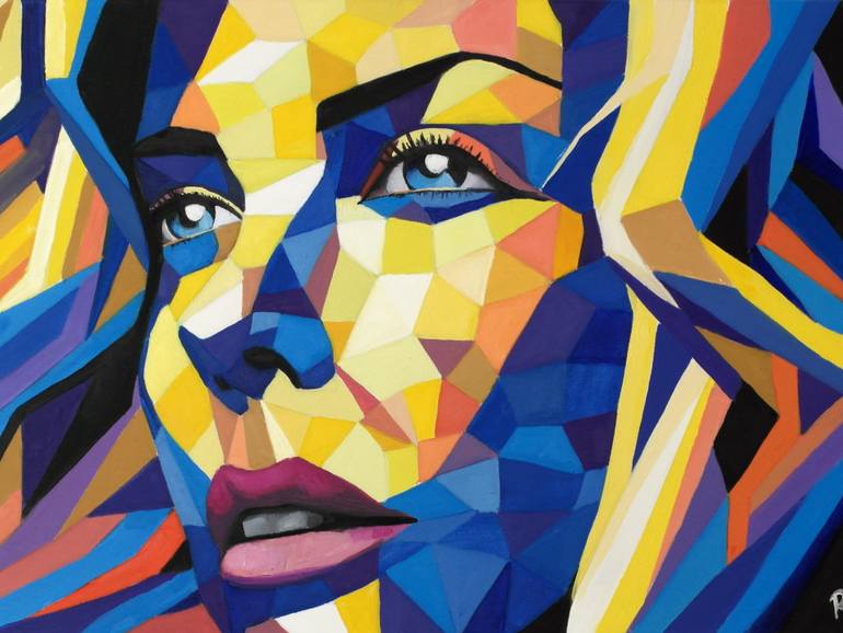 770x578 Saatchi Art Blue And Yellow Woman Painting By Ricardo Garces - Blue And Yellow Painting