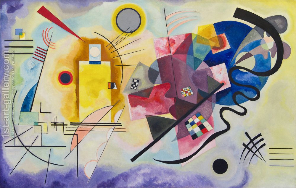 1000x636 Yellow Red Blue Wassily Kandinsky Reproduction 1st Art Gallery - Blue And Yellow Painting