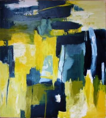 359x400 Paintings Abstract, Expressionism, People In, Blue, Gray, Red - Blue And Yellow Painting
