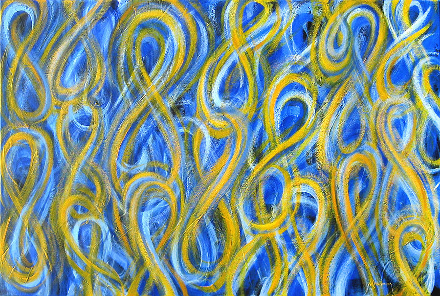 900x605 Blue And Yellow Figure Eight Study No.2 Painting By Michael Morgan - Blue And Yellow Painting