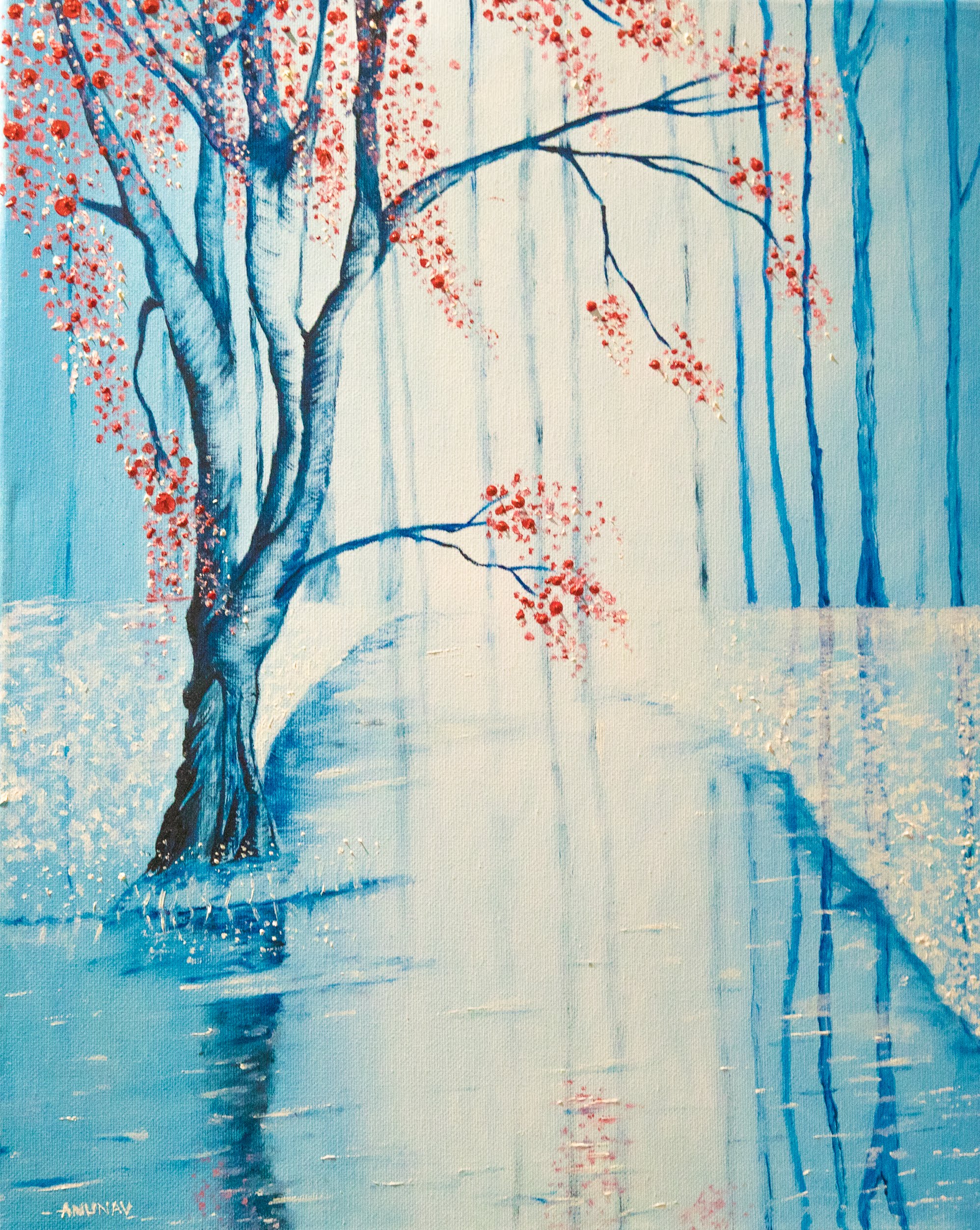 1996x2504 Anuarts Snow In Blue Oil Painting - Blue Art Painting