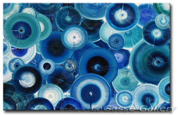 599x389 Blue Curacao' Abstract Art Fine Art Giclee Print On Canvas - Blue Art Painting