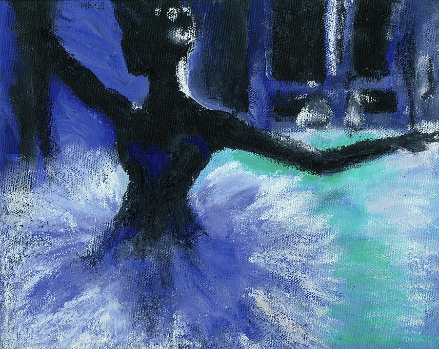 900x715 Blue Ballerina Painting By Sophia Sieber - Blue Ballerina Painting