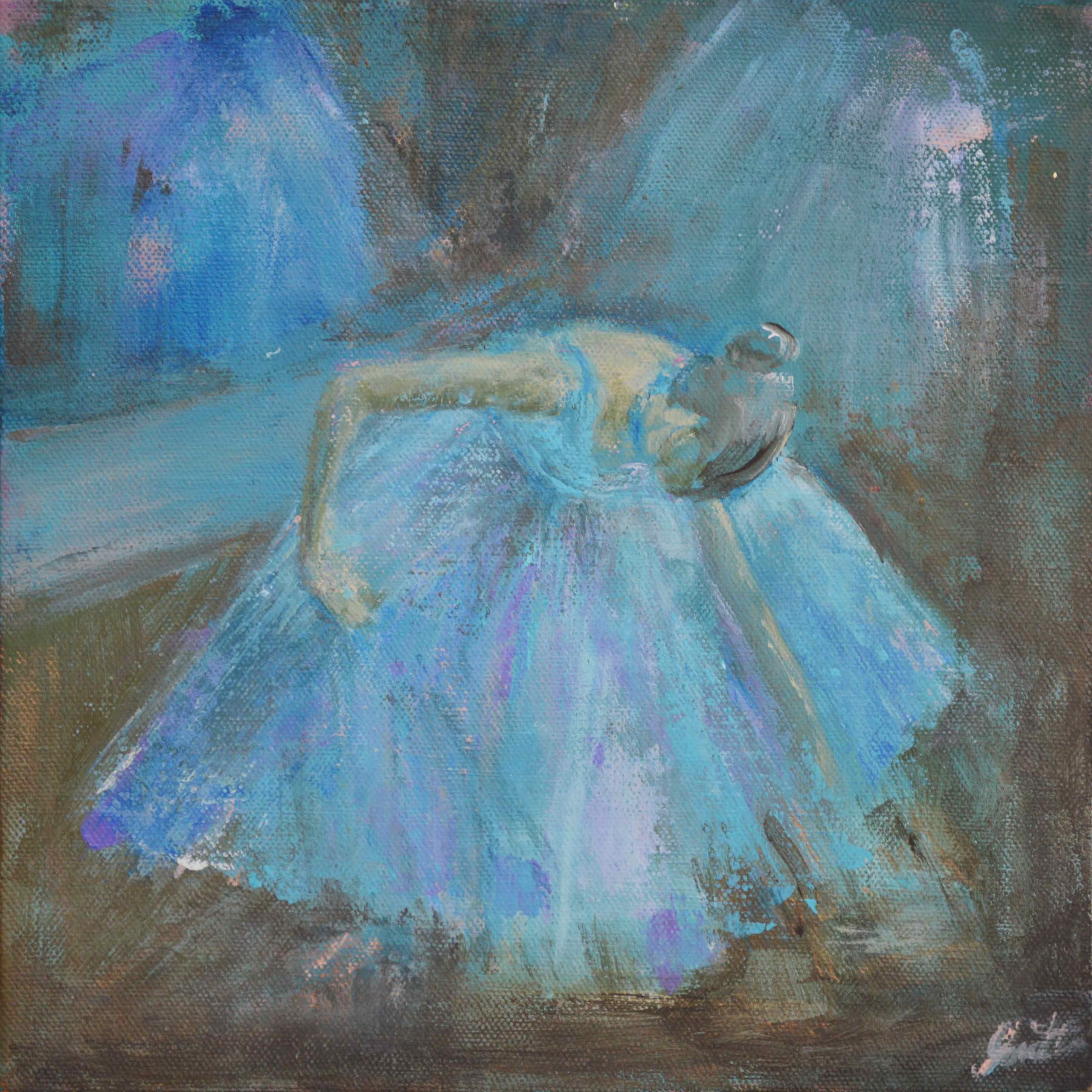 2560x2560 The Essence Of Beauty - Blue Ballerina Painting
