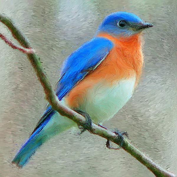 600x600 Blue Bird Paintings Big Blue Bird Aunt Thelma's Porch - Blue Bird Painting