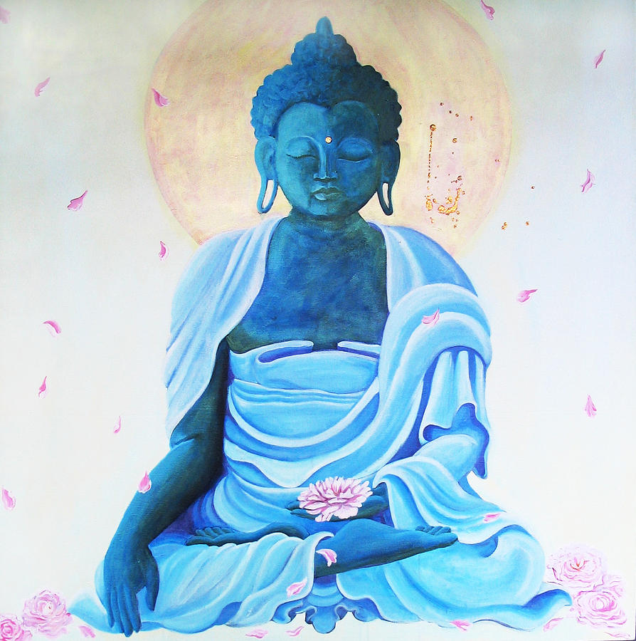 894x900 Blue Buddha Painting By Yohanna Jessup - Blue Buddha Painting