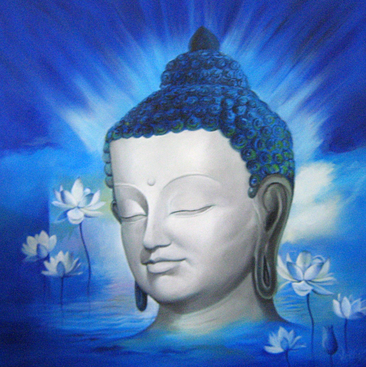 1277x1280 Buy Blue Buddha By Vekkas Mahalley@ Rs. 7190. Codeart Vsmy14 3232 - Blue Buddha Painting