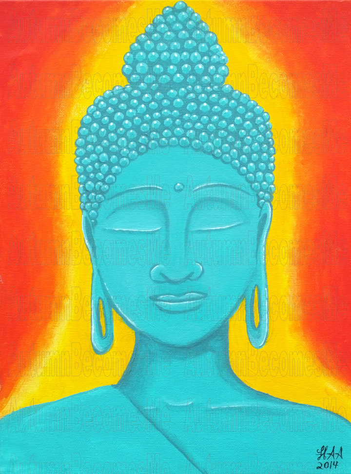 720x972 Painting Blue Buddha Autumn Becomes Me - Blue Buddha Painting