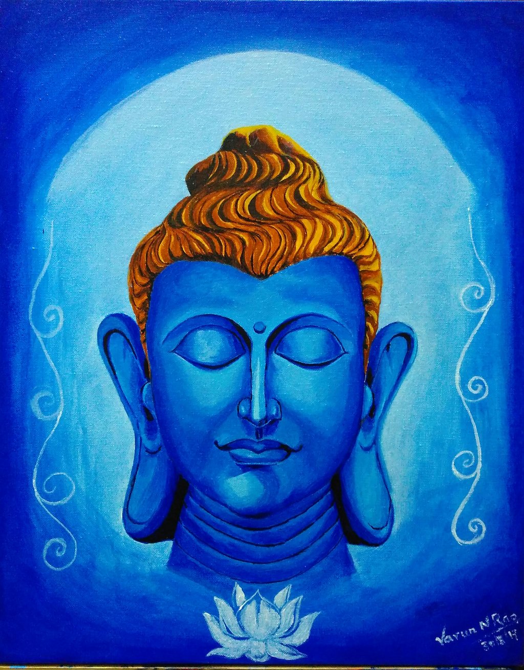 1024x1308 Acrylic Painting - Blue Buddha Painting