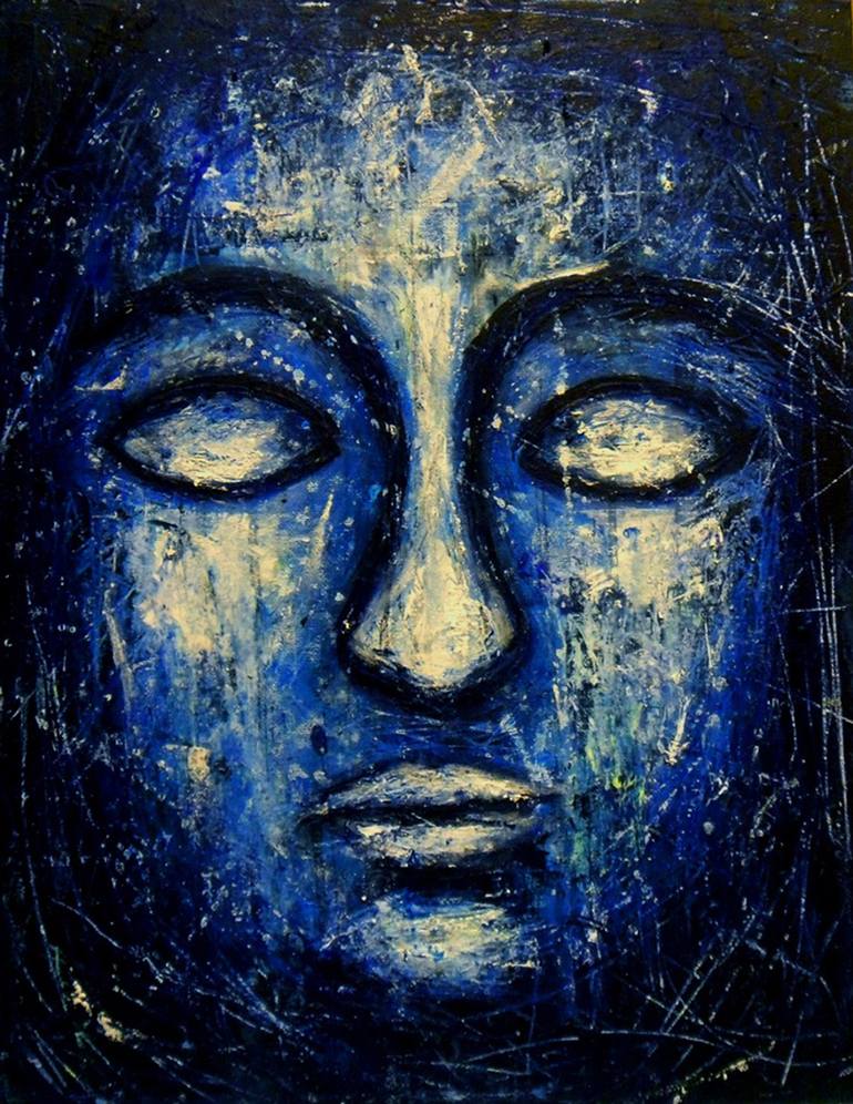 770x996 Saatchi Art Blue Buddha Painting By Gia Gzhel - Blue Buddha Painting