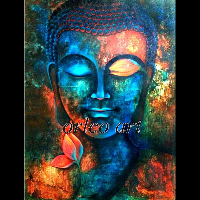800x800 Artist Handmade Abstract Blue Buddha Oil Painting For Wall Art - Blue Buddha Painting