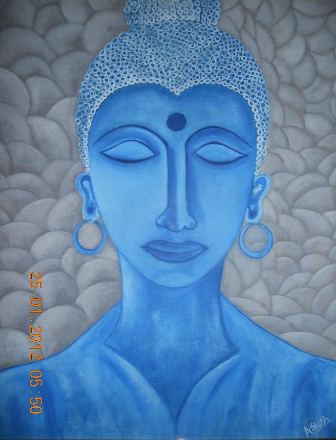 688x900 Blue Buddha Painting By Ashish Jha - Blue Buddha Painting