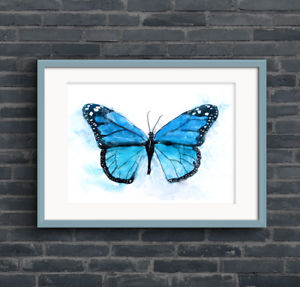 300x287 Fine Art Print Of My Original Blue Butterfly Watercolour Painting - Blue Butterfly Painting