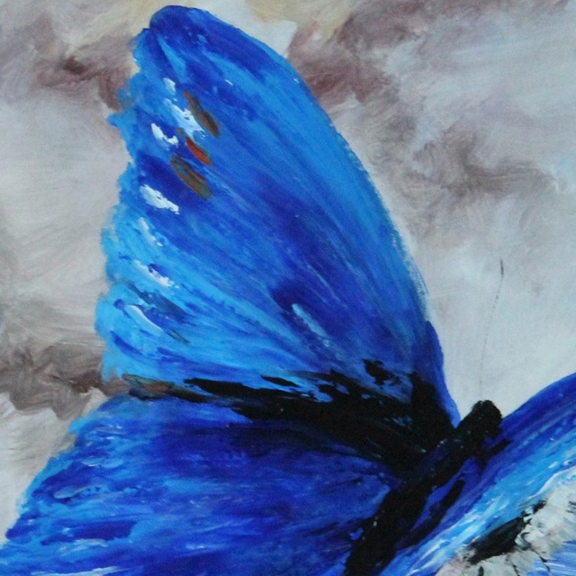 640x640 Modern Home Decor Hand Painted Blue Butterfly Hand Painting Large - Blue Butterfly Painting