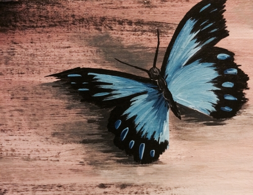 500x386 Paint Nite Cool Blue Butterfly - Blue Butterfly Painting
