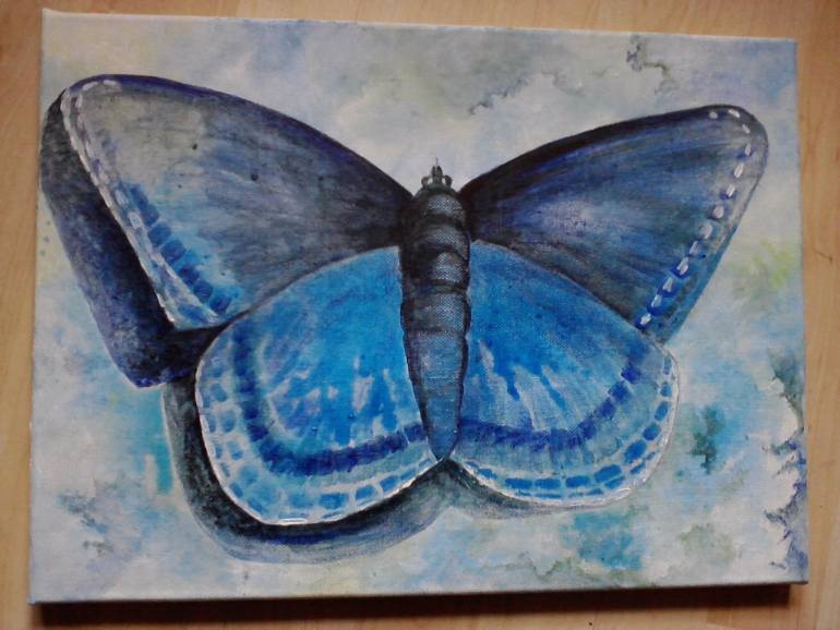 770x578 Saatchi Art Blue Butterfly Painting By Julie Anne Cook - Blue Butterfly Painting