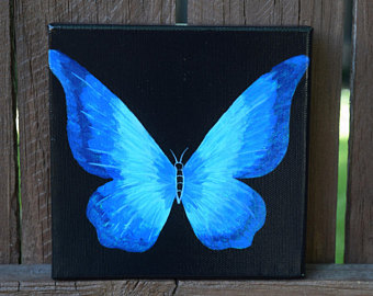 340x270 Beautiful In Blue Butterfly Painting On 8x10 Canvas - Blue Butterfly Painting