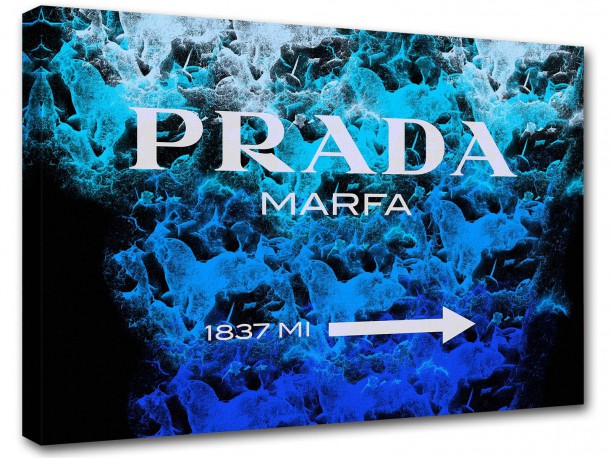 611x458 Prada Marfa Canvas, Shades Of Blue, Modern Painting, Canvas Print - Blue Canvas Painting
