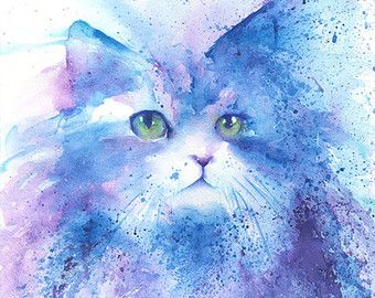 340x270 Elephant Mom And Baby Fine Art Print Elephant Painting Elephant - Blue Cat Painting