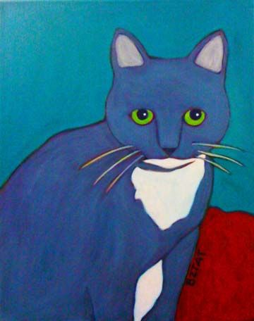 360x456 Sasha - Blue Cat Painting