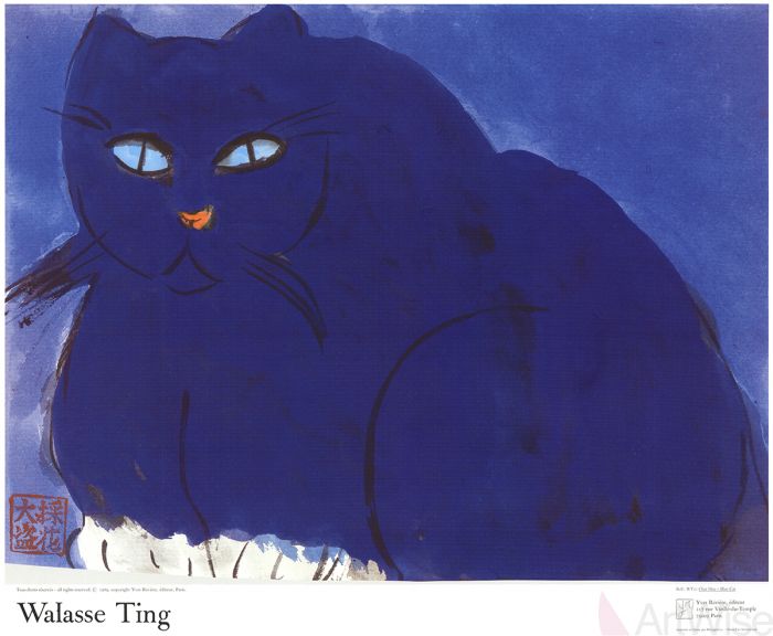 700x576 Walasse Ting Blue Cat - Blue Cat Painting