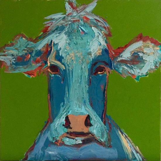 550x550 Cows - Blue Cow Painting