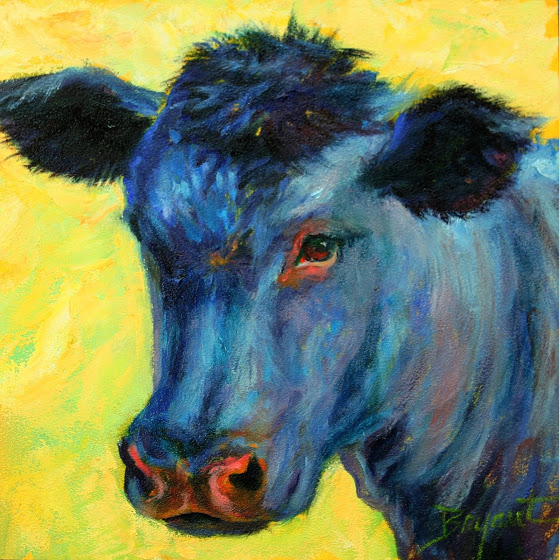 559x560 Debra Bryant Studio Blue Cow! - Blue Cow Painting