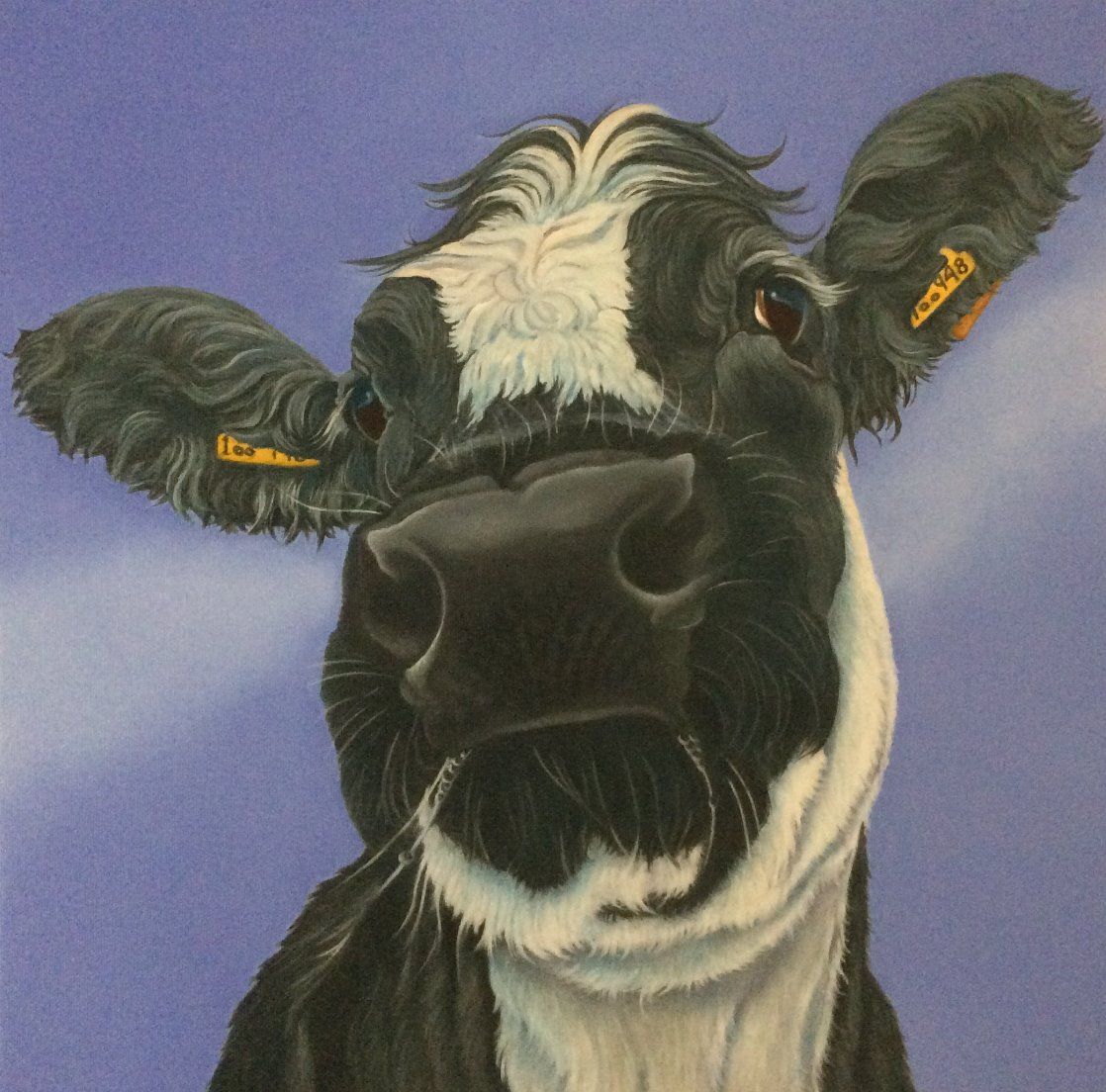 1118x1104 Delilah The British Blue Cow Painting Cow Love Cow - Blue Cow Painting