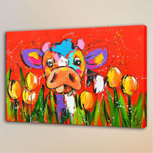 300x300 Hd Print Multi Color Lexus Blue Cow Room Deco Art Painting - Blue Cow Painting