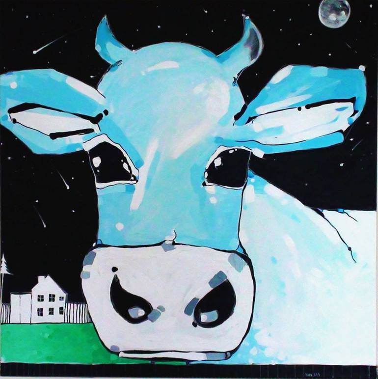 770x772 Saatchi Art Blue Cow Painting By Magdalena Macniallais - Blue Cow Painting