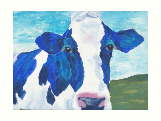 549x413 Blue Cow Art Prints By Luckylittle Redbubble - Blue Cow Painting