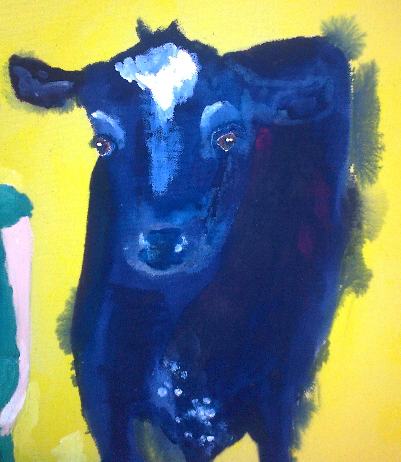 1409x1623 Dark Blue Cow Violet's Vegan Comics - Blue Cow Painting