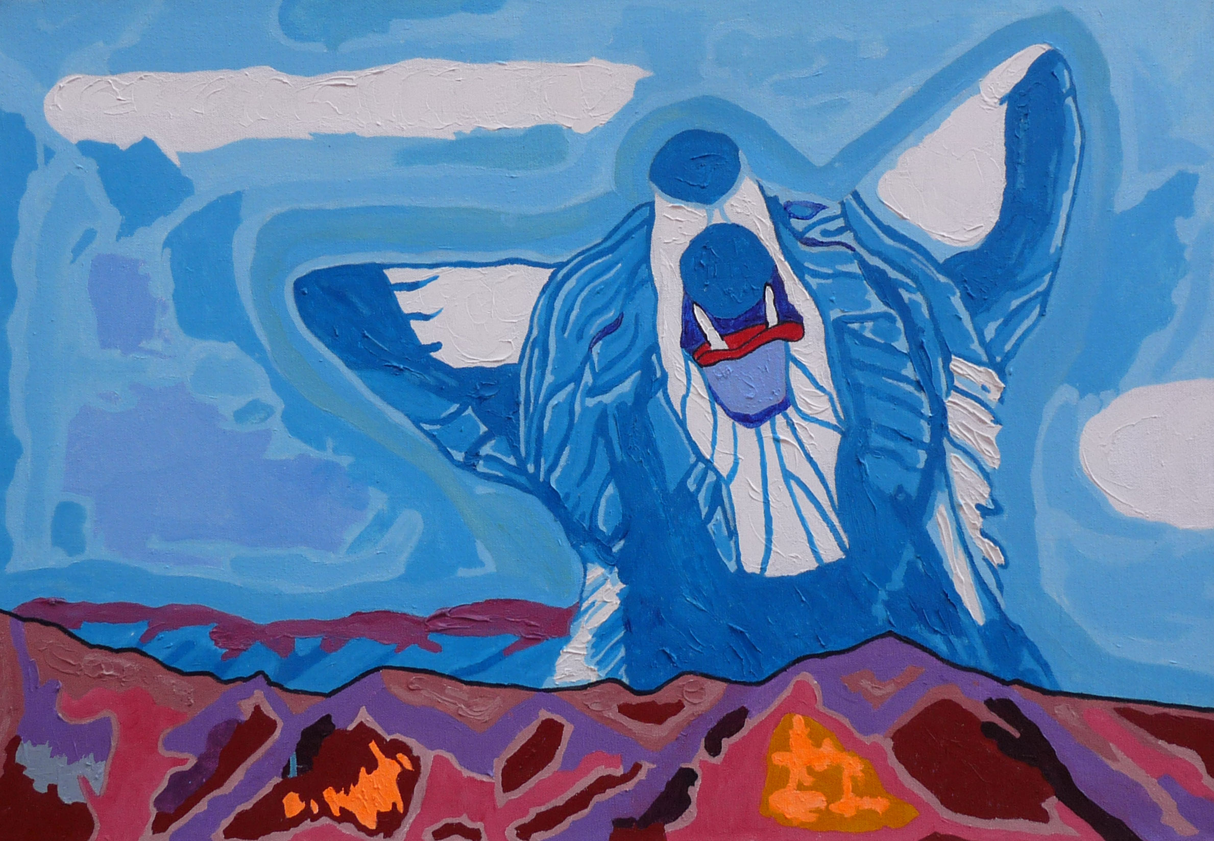 2378x1648 Blue Coyote Sky Santa Fe Art Online - Blue Coyote Painting