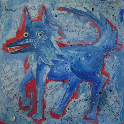 400x400 Blue Coyote Amp Friends Blue Coyote Says - Blue Coyote Painting