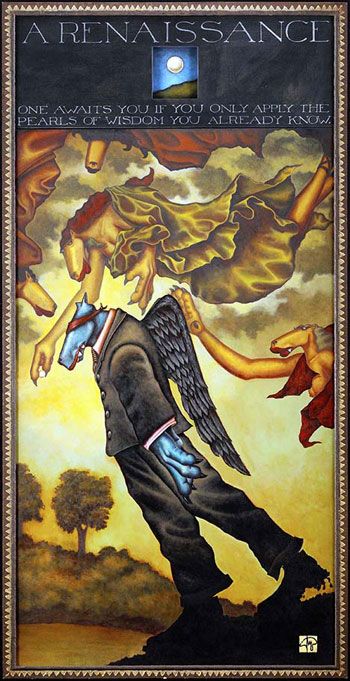 350x681 Markus Pierson Blue Coyote Blindfolded And Winged I Would Own - Blue Coyote Painting