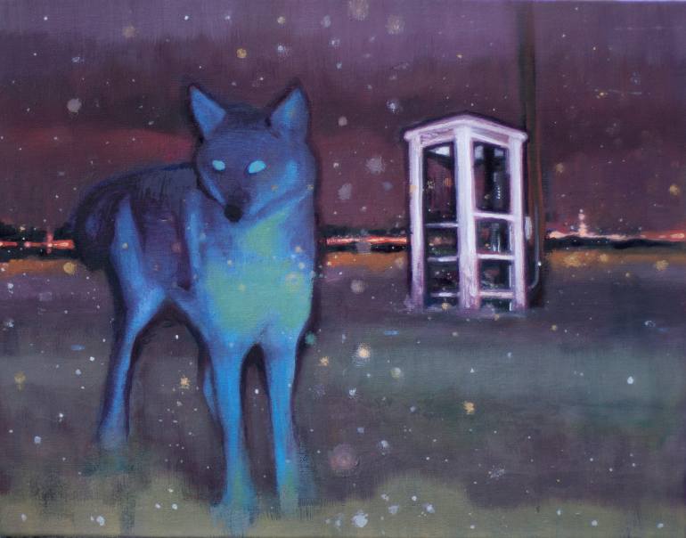 770x604 Saatchi Art Coyote Painting By Ron Cooper - Blue Coyote Painting