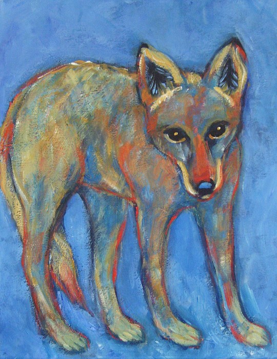540x700 Blue Coyote Painting By Carol Suzanne Niebuhr - Blue Coyote Painting