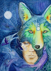 219x300 Blue Coyote Paintings Fine Art America - Blue Coyote Painting