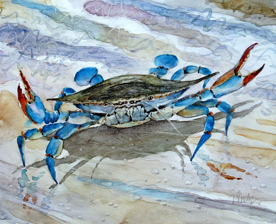 900x729 Blue Crab Beach Painting By Delton Gerdes - Blue Crab Painting