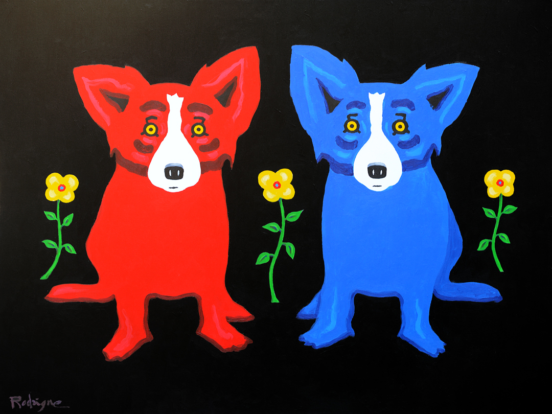 1080x810 Musings Of An Artist's Wife Flower Power - Blue Dog Original Painting