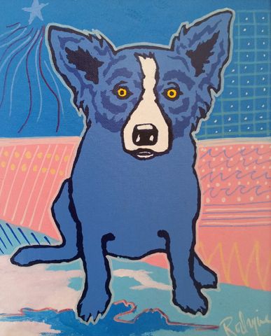 387x480 Blue Dog George Rodrigue Original - Blue Dog Original Painting
