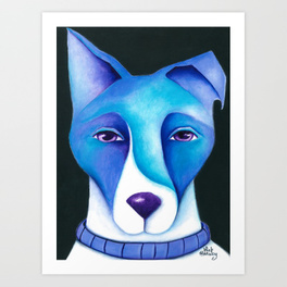 264x264 Dog Artwork Art Prints Society6 - Blue Dog Original Painting