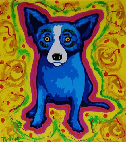 443x500 Cat Amp Dog Paintings - Blue Dog Original Painting