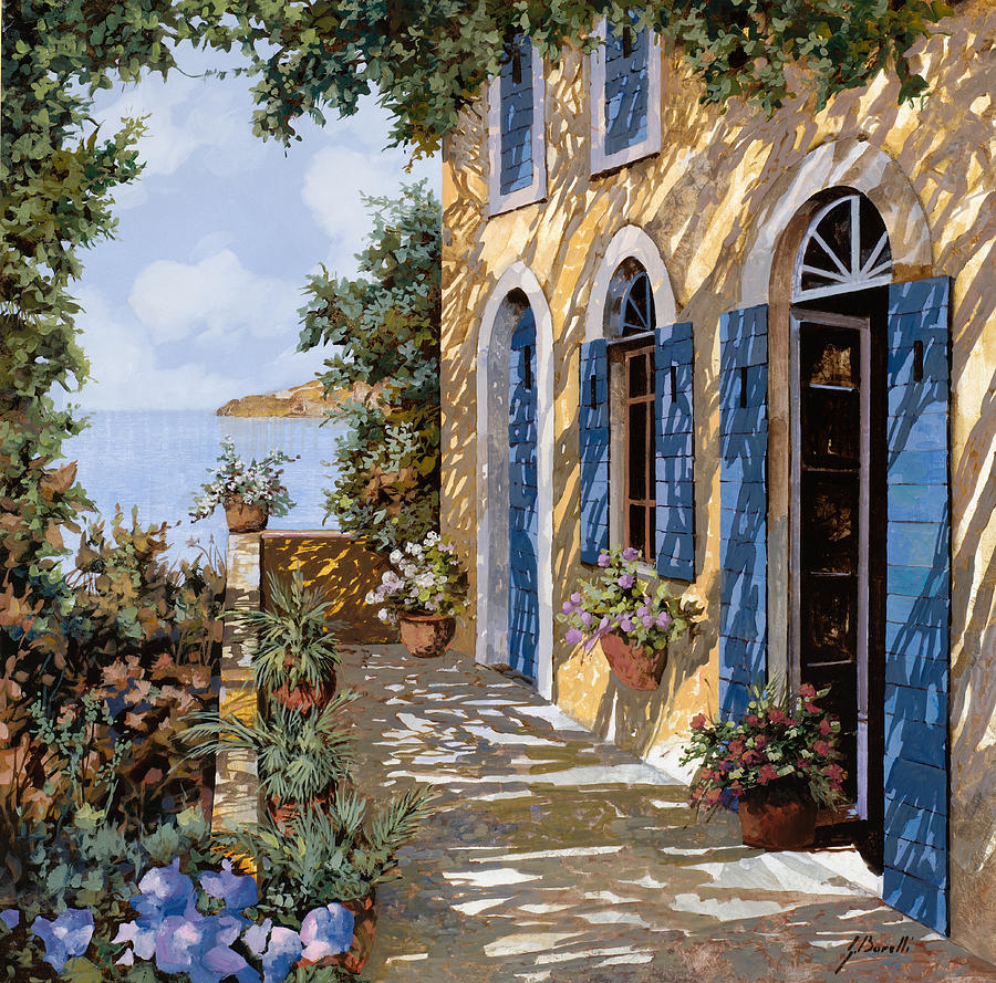 900x889 Le Porte Blu Painting By Guido Borelli - Blue Door Painting