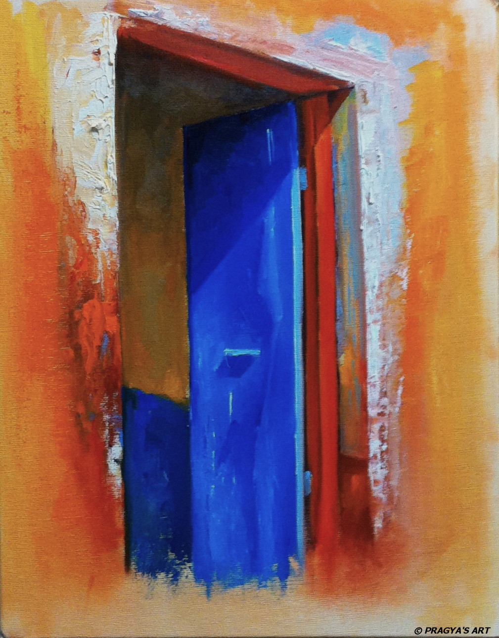 1009x1289 Pragya's Palette The Blue Door - Blue Door Painting
