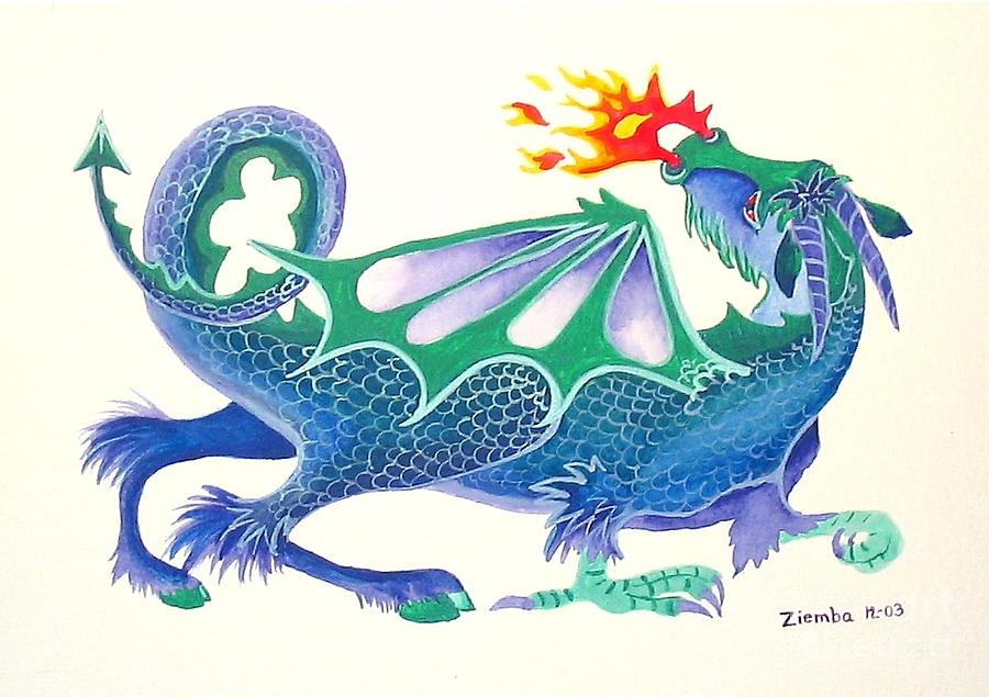 900x635 Blue Dragon Painting By Lori Ziemba - Blue Dragon Painting