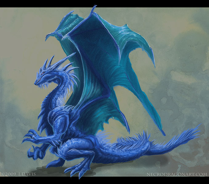 679x600 Blue Dragon. By Drakhenliche - Blue Dragon Painting