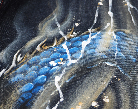 580x458 Craftcafe Rakuten Global Market Zen Kyo Yuzen Hand Painted - Blue Dragon Painting